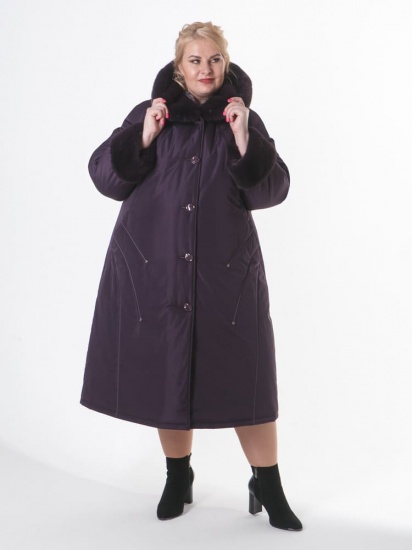 Зимнее пальто с отделочными строчками, баклажан