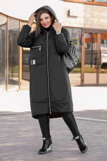 Пальто в стиле бохо с большим нагрудным карманом, черное