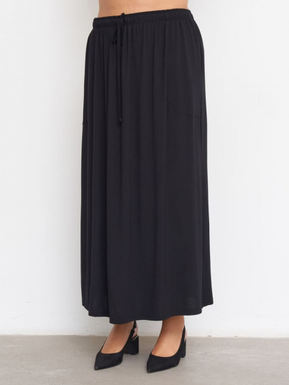 Прямая трикотажная юбка с карманами, черная