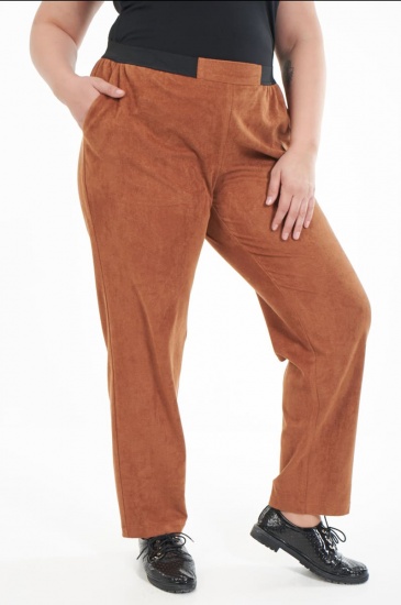 Прямые брюки с декоративными складками, коричневые