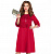 Расклешенное платье с кружевом и резинкой на рукавах, красное