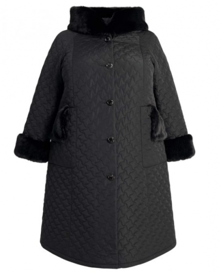 Зимнее пальто с геометрической стежкой, чёрное