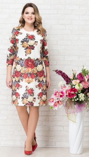 Трикотажное платье с набивным рисунком, цветы