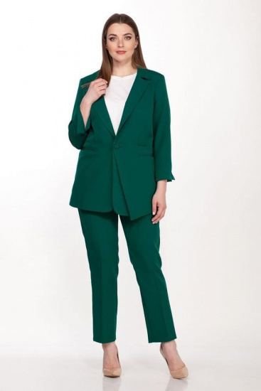 Комплект из брюк и жакета с отлетной деталью, зеленый