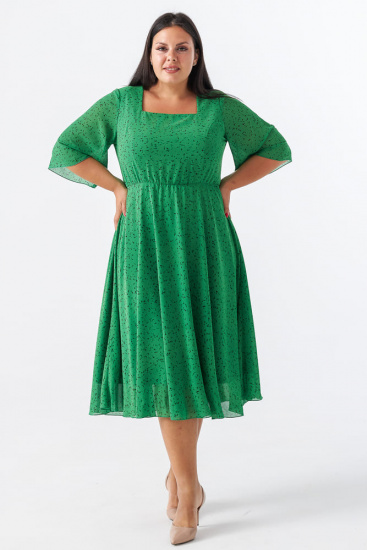 Шифоновое платье с расклешенное юбкой, зеленое