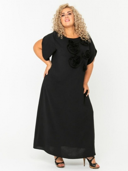 Длинное платье с аппликацией из ткани, черное