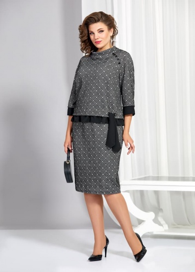 Комплект из юбки и джемпера с декором шифоном, серый