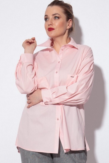 Классическая рубашка с накладными карманами, розовая