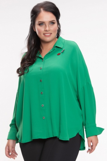 Свободная блузка со спущенным плечом, зеленая