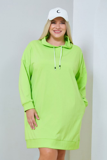 Платье в спортивном стиле с капюшоном, светло-зеленое