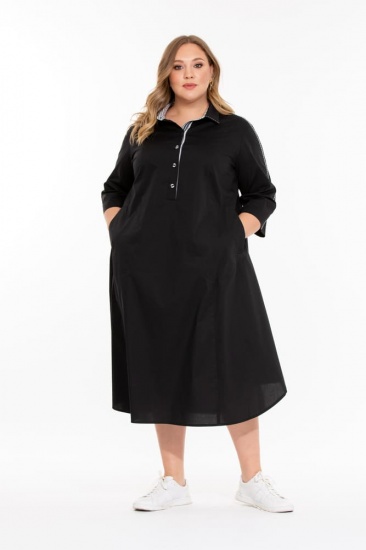 Свободное платье с контрастной отделкой, черное