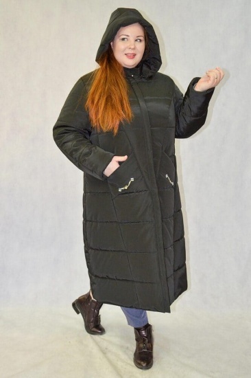 Длинное пальто с украшением на кармане, черное