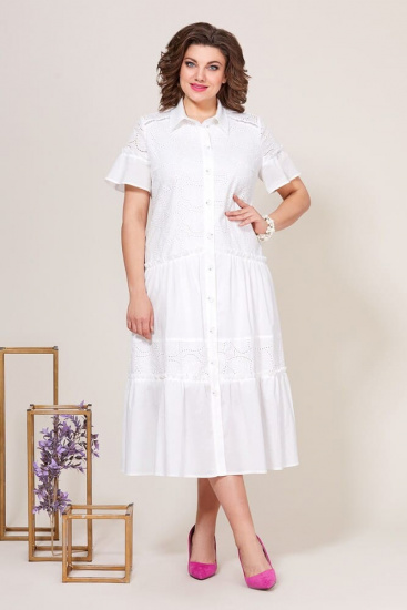 Длинное платье из хлопка с вышивкой, белое
