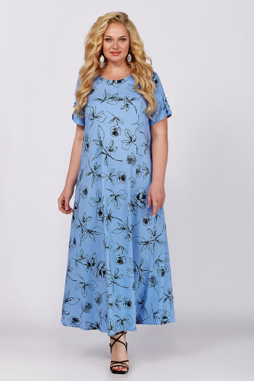 Длинное платье с высоким разрезом, голубое