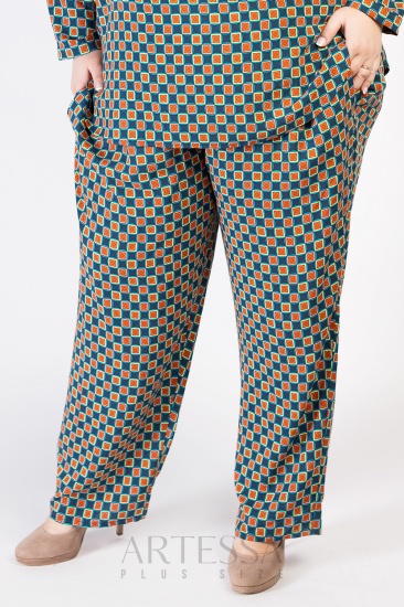 Свободные брюки с геометрическим принтом, синие