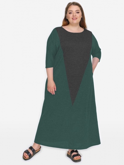 Свободное платье с темно-серым треугольником, зеленое