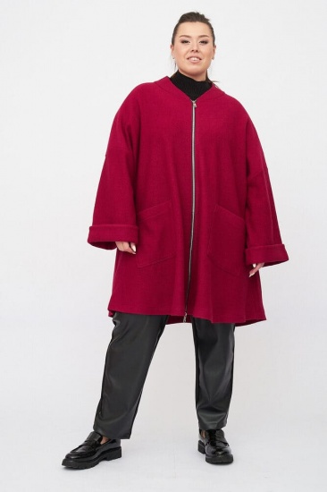 Свободное пальто из вареной шерсти, бордо