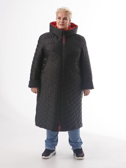 Трапециевидное пальто с комбинированной стежкой, черное