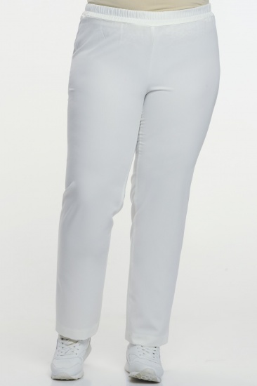 Прямые трикотажные брюки на резинке, белые