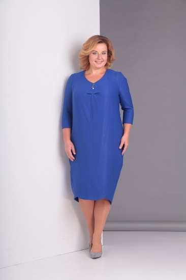 Дизайнерское синее платье с украшениями
