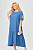 Длинное расклешенное платье с вышивкой на рукаве, синее
