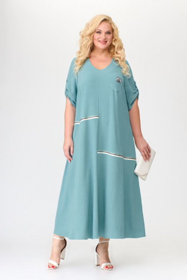 Платье в стиле бохо с винтажной вышивкой, голубое