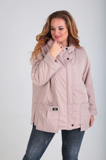Прямая куртка с накладными карманами, розовая
