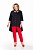 Комплект из красных классических брюк и чёрной свободной блузой