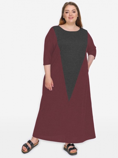 Свободное платье с темно-серым треугольником, бордо