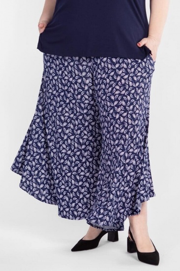 Трикотажные юбка-брюки на резинке, темно-синие