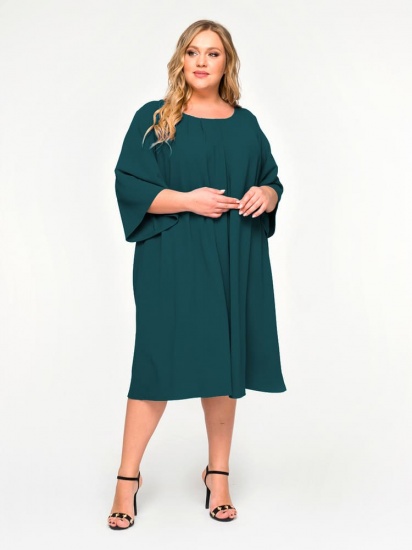 Свободное платье со складками у горловины, зеленое