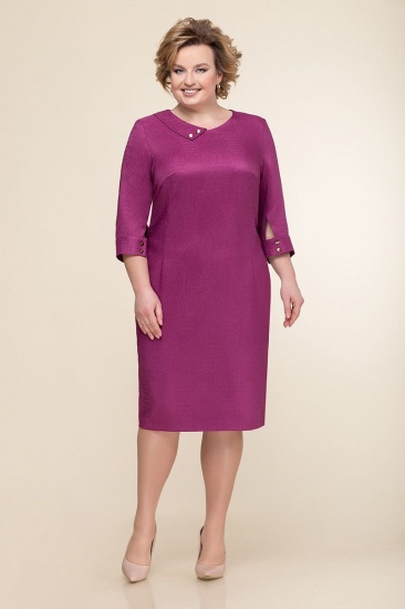 Приталенное платье с дизайнерским воротником, фиолетовое