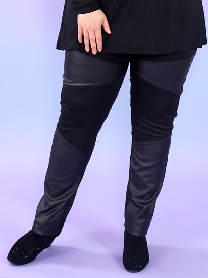 Комбинированные брюки с высокой посадкой, черные