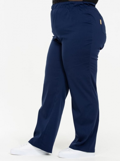 Прямые брюки на резинке с карманами, темно-синие