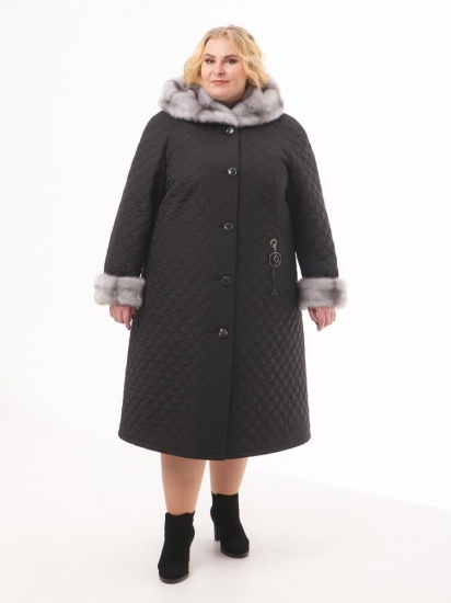Зимнее пальто с геометрической стежкой, черное