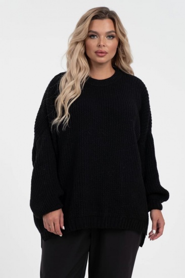Объемный вязаный свитер с манжетами, черный