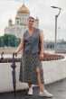 Комплект из широких брюк и жилета, серый - превью-фото 8