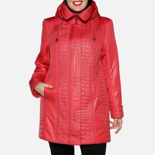 Красная утеплённая куртка с декоративной стёжкой