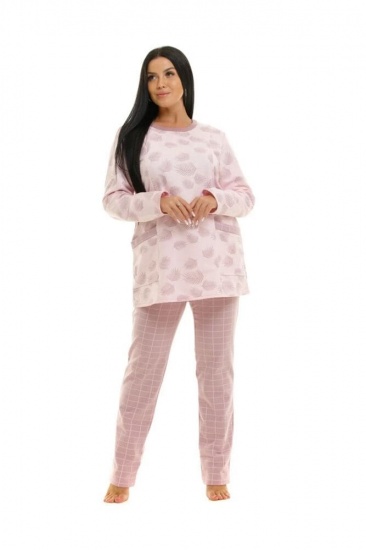 Пижама с начесом из брюк и кофты, розовая