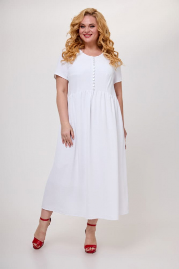 Длинное расклешенное платье с декоративными пуговицами, белое