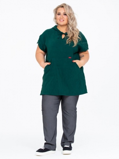 Легкая блузка с капюшоном, зеленая