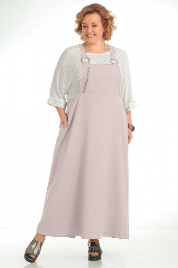 Длинное платье с имитацией сарафана, розовое