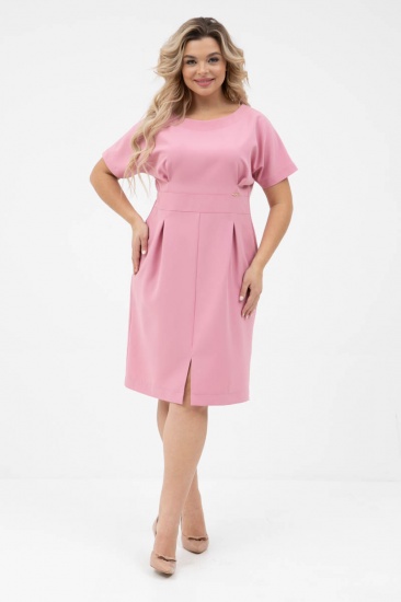 Платье с завышенной талией и складками, розовое