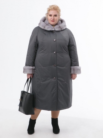 Зимнее пальто с отделочными строчками, темно-серое