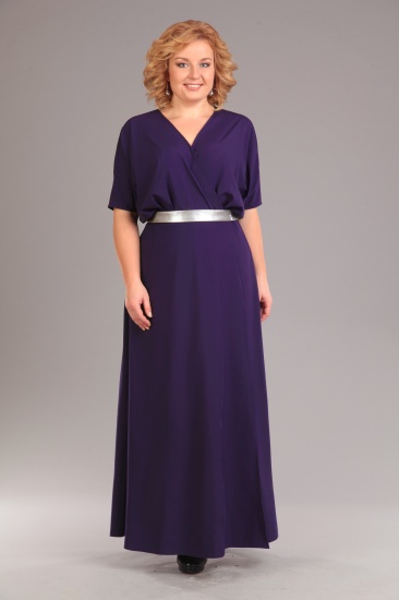 Длинное платье с запахом и декоративным поясом, фиолетовое
