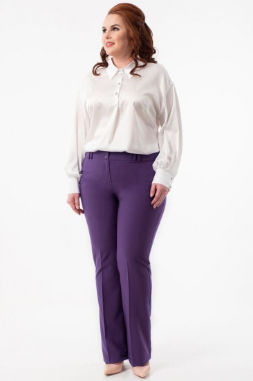 Классические прямые брюки со шлевками, фиолетовые