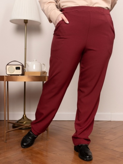 Слегка зауженные брюки с поясом на резинке, бордо