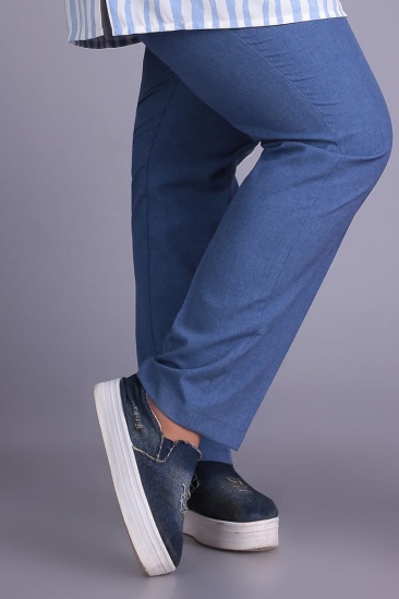 Классические брюки на резинке со стрелками, синие