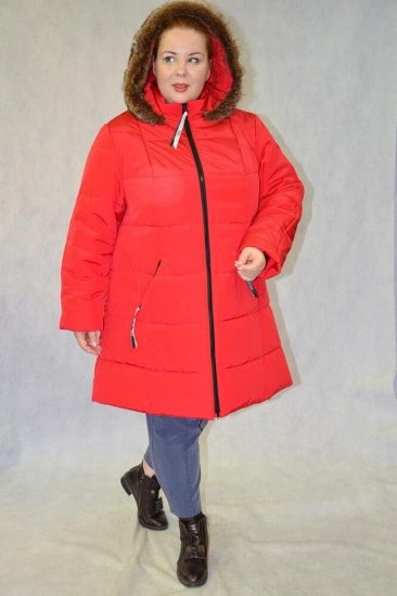 Куртка с двойным утеплителем и меховой опушкой, красная