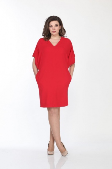 Свободное платье с широкими рукавами, красное
